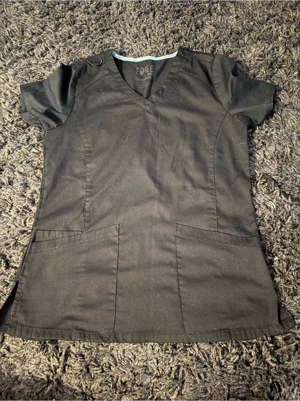 edge Black V-Neck Medical Scrub Top